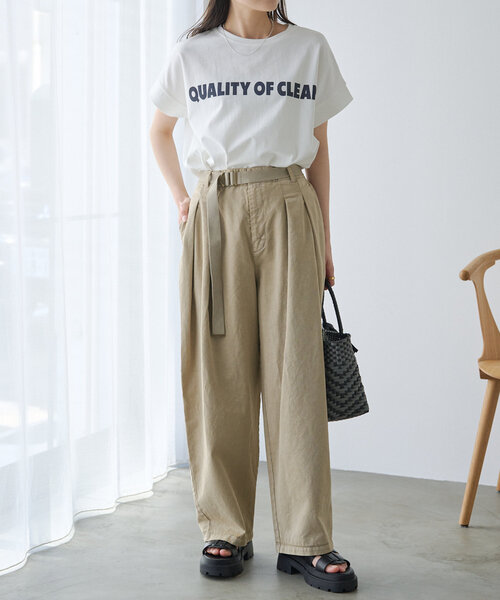 PUAL CE CIN（ピュアルセシン）の「ベルト付きタックパンツ（その他