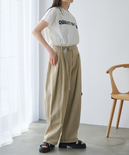 PUAL CE CIN（ピュアルセシン）の「ベルト付きタックパンツ