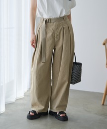 PUAL CE CIN | ベルト付きタックパンツ(その他パンツ)
