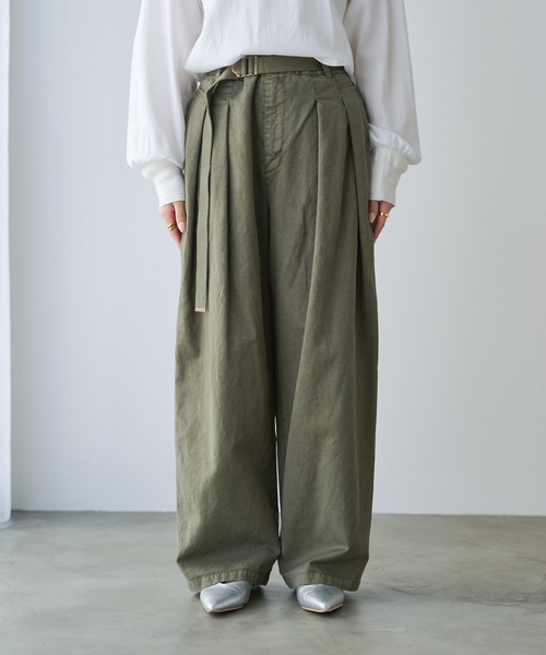 完売品✴︎ Pual ce cin ベルト付きタックパンツ ベルト付きタックパンツ（その他パンツ）｜PUAL CE CIN