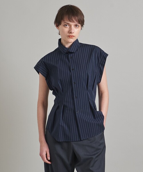 ロエフ LOEFF LF CTN BRD WNG REG YK ST 半袖ブラウス 8816-299-0015 ネイビー サイズ：1 LOEFF(ロエフ) LF CTN BRD WNG REG YK ST半袖ブラウス8816-299