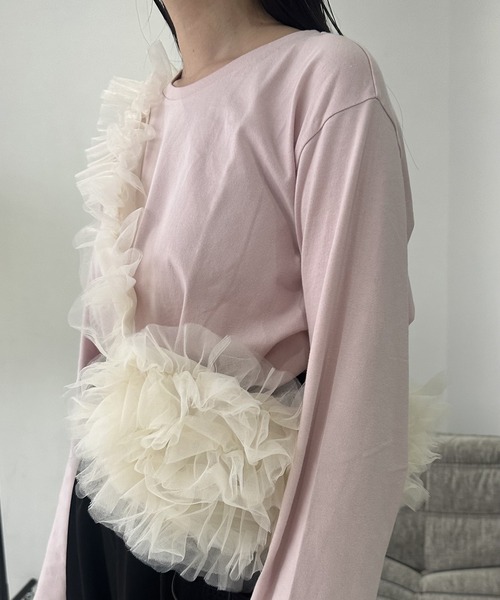lawgy（ラウジー）の「tulle frill shoulder bag / チュールフリルショルダーバッグ（ショルダーバッグ・レディース・ホワイト/ライトグレー/ブラック・FREE）」の16枚目の写真