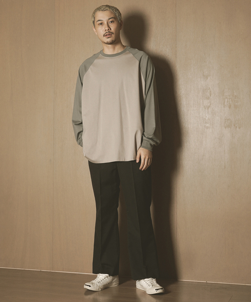 Name.（ネーム）の「Name. BIO WASH RAGLAN LONG SLEEVE TEE NMCU-01 9（Tシャツ/カットソー・メンズ・ブラック/ベージュ・1）」の3枚目の写真