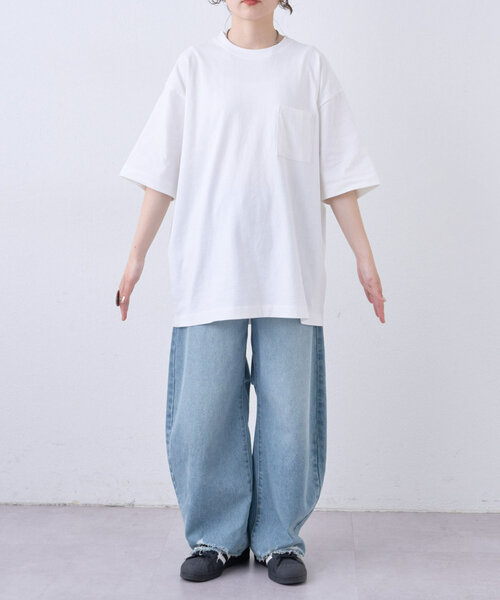 コットンクルーネックポケット半袖Tシャツ /無地/S～XLサイズ/ユニ