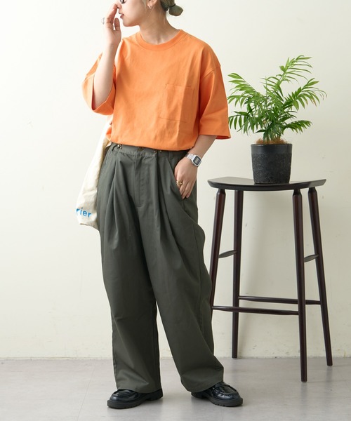 CIAOPANIC TYPY(チャオパニックティピー)の「コットンクルーネックポケット半袖Tシャツ /無地/S~XLサイズ/ユニセックス(Tシャツ/カットソー・レディース・サックスブルー/グレイッシュベージュ/ブラック/ホワイト/ピンク/チャコールグレー/オレンジ・X-LARGE/LARGE/MEDIUM/SMALL)」の8枚目の写真