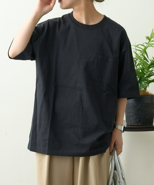 CIAOPANIC TYPY(チャオパニックティピー)の「コットンクルーネックポケット半袖Tシャツ /無地/S~XLサイズ/ユニセックス(Tシャツ/カットソー・レディース・サックスブルー/グレイッシュベージュ/ブラック/ホワイト/ピンク/チャコールグレー/オレンジ・X-LARGE/LARGE/MEDIUM/SMALL)」の11枚目の写真