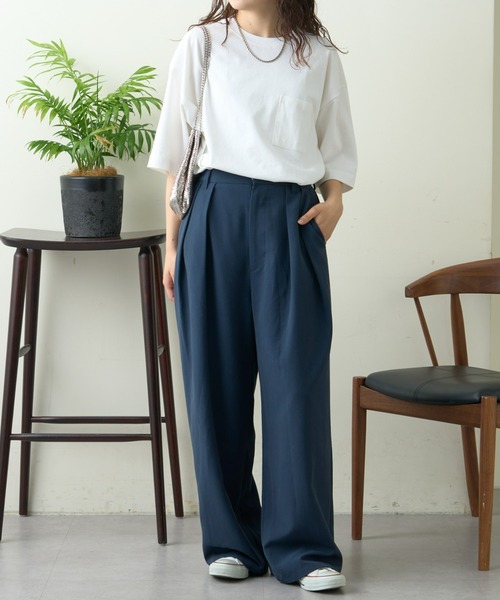 CIAOPANIC TYPY(チャオパニックティピー)の「コットンクルーネックポケット半袖Tシャツ /無地/S~XLサイズ/ユニセックス(Tシャツ/カットソー・レディース・サックスブルー/グレイッシュベージュ/ブラック/ホワイト/ピンク/チャコールグレー/オレンジ・X-LARGE/LARGE/MEDIUM/SMALL)」の20枚目の写真