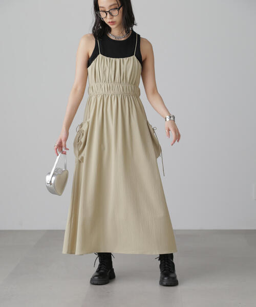 FREE'S MART（フリーズマート）の「◆サイドポケットキャミワンピース（ワンピース・レディース・ブラック/ライトグリーン・MEDIUM/SMALL）」の16枚目の写真