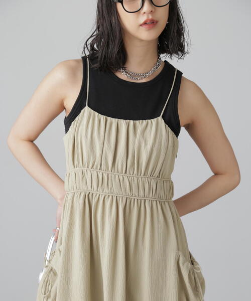 FREE'S MART（フリーズマート）の「◆サイドポケットキャミワンピース（ワンピース・レディース・ブラック/ライトグリーン・MEDIUM/SMALL）」の13枚目の写真