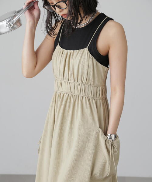 FREE'S MART（フリーズマート）の「◆サイドポケットキャミワンピース（ワンピース・レディース・ブラック/ライトグリーン・MEDIUM/SMALL）」の11枚目の写真