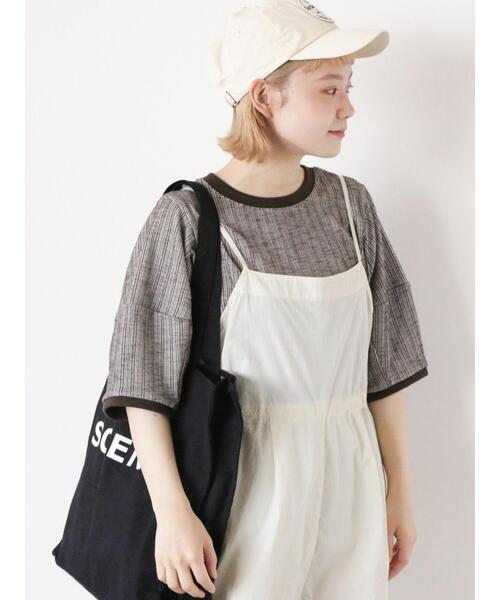 ehka sopo(エヘカソポ)の「ボーダーカーブスリーブカットソー(Tシャツ/カットソー・レディース・オフホワイト/サックスブルー/チャコールグレー・F)」の17枚目の写真