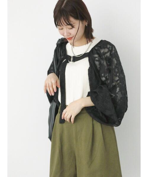 ehka sopo(エヘカソポ)の「ボーダーカーブスリーブカットソー(Tシャツ/カットソー・レディース・オフホワイト/サックスブルー/チャコールグレー・F)」の14枚目の写真