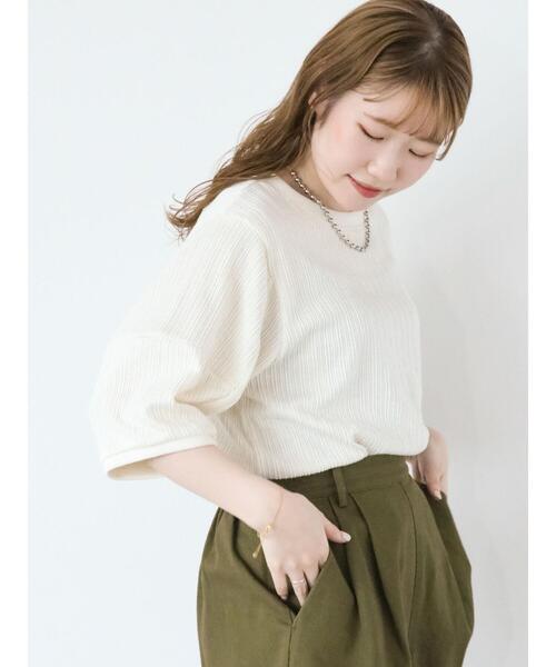 ehka sopo(エヘカソポ)の「ボーダーカーブスリーブカットソー(Tシャツ/カットソー・レディース・オフホワイト/サックスブルー/チャコールグレー・F)」の16枚目の写真