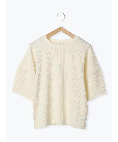 ehka sopo(エヘカソポ)の「ボーダーカーブスリーブカットソー(Tシャツ/カットソー・レディース・オフホワイト/サックスブルー/チャコールグレー・F)」の6枚目の写真