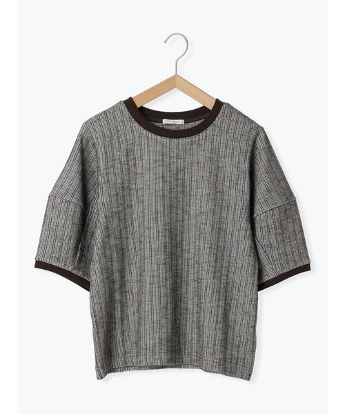 ehka sopo(エヘカソポ)の「ボーダーカーブスリーブカットソー(Tシャツ/カットソー・レディース・オフホワイト/サックスブルー/チャコールグレー・F)」の7枚目の写真