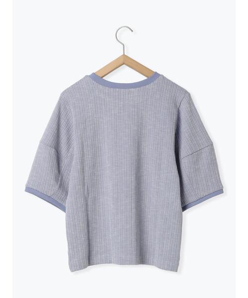 ehka sopo(エヘカソポ)の「ボーダーカーブスリーブカットソー(Tシャツ/カットソー・レディース・オフホワイト/サックスブルー/チャコールグレー・F)」の9枚目の写真
