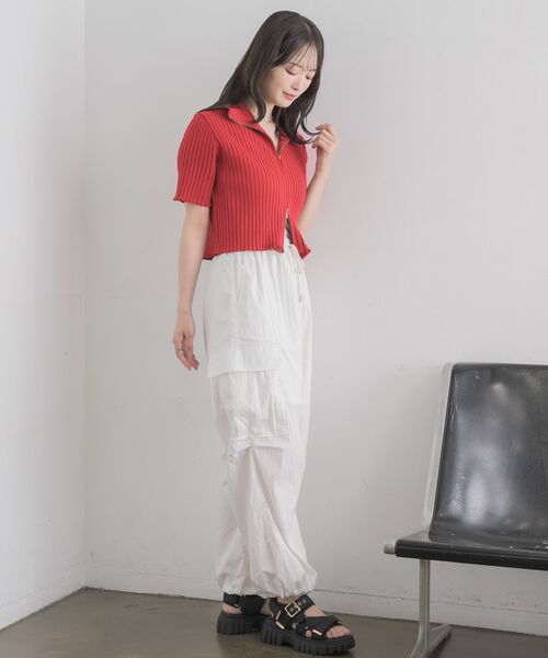 RETRO GIRL（レトロガール）の「5分袖ZIPカーデ（ニット/セーター・レディース・ナチュラル/ブラック系その他3/ブラック/レッド・FREE）」の6枚目の写真