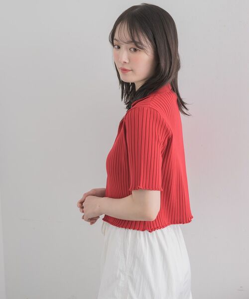 RETRO GIRL（レトロガール）の「5分袖ZIPカーデ（ニット/セーター・レディース・ナチュラル/ブラック系その他3/ブラック/レッド・FREE）」の11枚目の写真