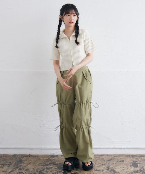 RETRO GIRL（レトロガール）の「5分袖ZIPカーデ（ニット/セーター・レディース・ナチュラル/ブラック系その他3/ブラック/レッド・FREE）」の13枚目の写真