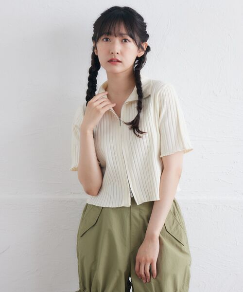 RETRO GIRL（レトロガール）の「5分袖ZIPカーデ（ニット/セーター・レディース・ナチュラル/ブラック系その他3/ブラック/レッド・FREE）」の17枚目の写真