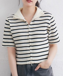 RETRO GIRL | 5分袖ZIPカーデ(ニット/セーター)