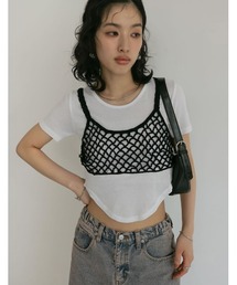 Re:EDIT | [神山まりあさん着用][2024 SUMMER COLLECTION]メッシュ編みニットショートキャミビスチェ(キャミソール)