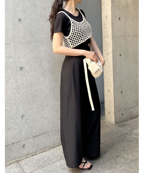 Re:EDIT（リエディ）の「[2024 SUMMER COLLECTION]メッシュ編みニットショートキャミビスチェ（キャミソール・レディース・モカ/アイボリー/ブラック/レッド系その他・LARGE/MEDIUM）」の19枚目の写真