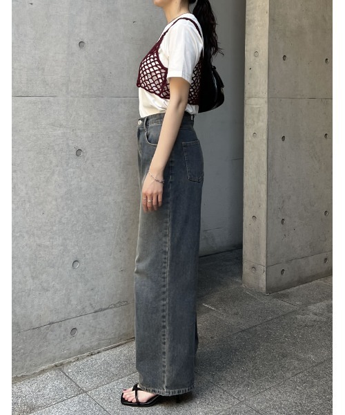 Re:EDIT（リエディ）の「[2024 SUMMER COLLECTION]メッシュ編みニットショートキャミビスチェ（キャミソール・レディース・モカ/アイボリー/ブラック/レッド系その他・LARGE/MEDIUM）」の16枚目の写真