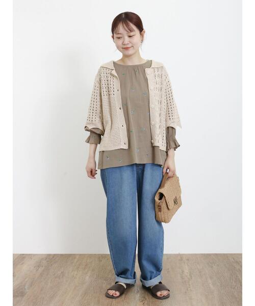 Samansa Mos2（サマンサ モスモス）の「小花刺繍2WAYブラウス（シャツ/ブラウス・レディース・ブラック/モカ/オフホワイト・F）」の9枚目の写真