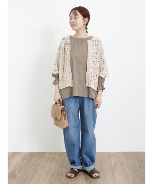 Samansa Mos2（サマンサ モスモス）の「小花刺繍2WAYブラウス（シャツ/ブラウス・レディース・ブラック/モカ/オフホワイト・F）」の10枚目の写真