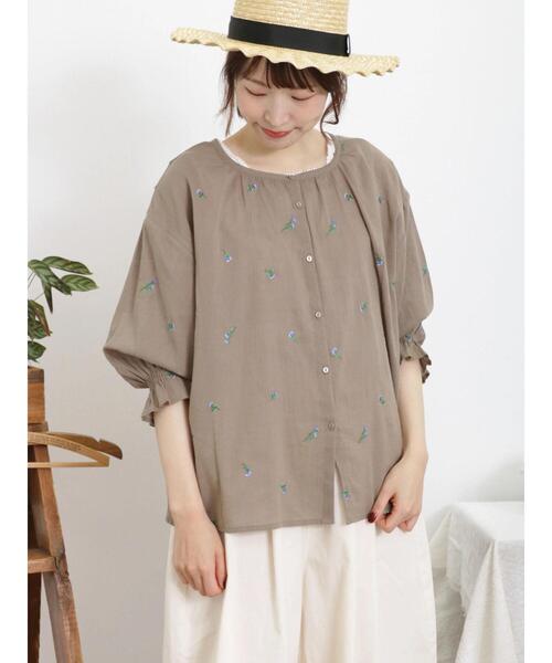 Samansa Mos2（サマンサ モスモス）の「小花刺繍2WAYブラウス（シャツ/ブラウス・レディース・ブラック/モカ/オフホワイト・F）」の12枚目の写真