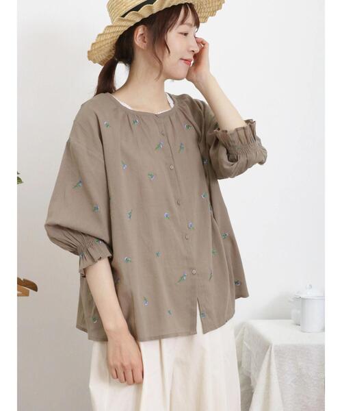 Samansa Mos2（サマンサ モスモス）の「小花刺繍2WAYブラウス（シャツ/ブラウス・レディース・ブラック/モカ/オフホワイト・F）」の13枚目の写真