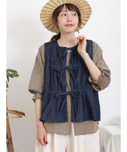 Samansa Mos2（サマンサ モスモス）の「小花刺繍2WAYブラウス（シャツ/ブラウス・レディース・ブラック/モカ/オフホワイト・F）」の14枚目の写真