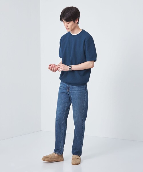 green label relaxing（グリーンレーベルリラクシング）の「JUSTFIT ソリッド ツイル ショートスリーブ ニット（ニット/セーター・メンズ・ブラック/ライトグレー/ネイビー・L/XL/S/M）」の20枚目の写真