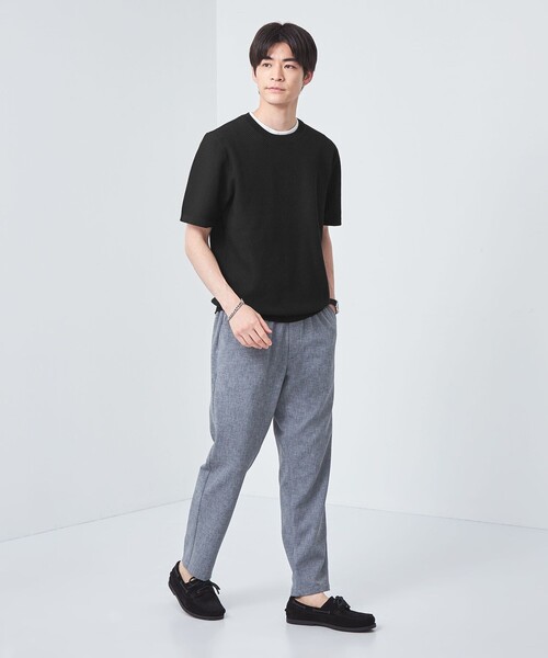 green label relaxing（グリーンレーベルリラクシング）の「JUSTFIT ソリッド ツイル ショートスリーブ ニット（ニット/セーター・メンズ・ブラック/ライトグレー/ネイビー・L/XL/S/M）」の21枚目の写真