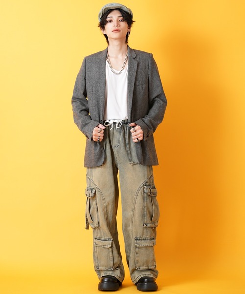 ankoROCK(アンコロック)の「a.p.o.v. ビンテージオーバーダイデニムハイパーカーゴパンツ (カーゴパンツ・メンズ・ブルー・ONESIZE)」の9枚目の写真