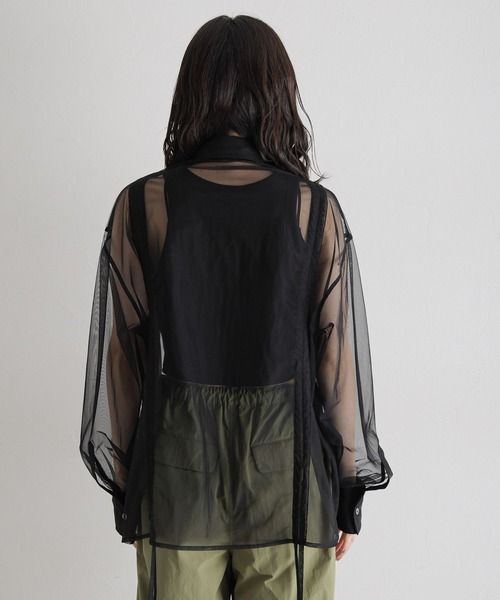 RAGEBLUE（レイジブルー）の「マルチWAY/ダブルリボンシャーリングシアーシャツ（シャツ/ブラウス・レディース・ホワイト/ブラック/ライトグレー・FREE）」の12枚目の写真