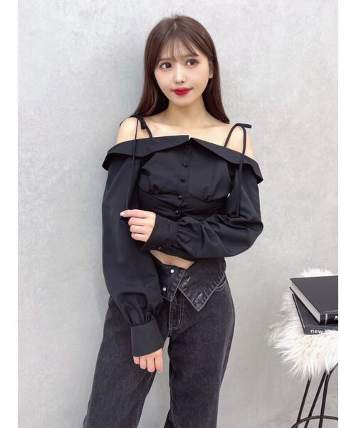 EATME（イートミー）の「リボンショルダーオフショルブラウス（シャツ/ブラウス・レディース・ブラック/アイボリー/その他1・FREE）」の9枚目の写真