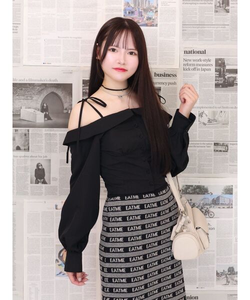 EATME（イートミー）の「リボンショルダーオフショルブラウス（シャツ/ブラウス・レディース・ブラック/アイボリー/その他1・FREE）」の11枚目の写真