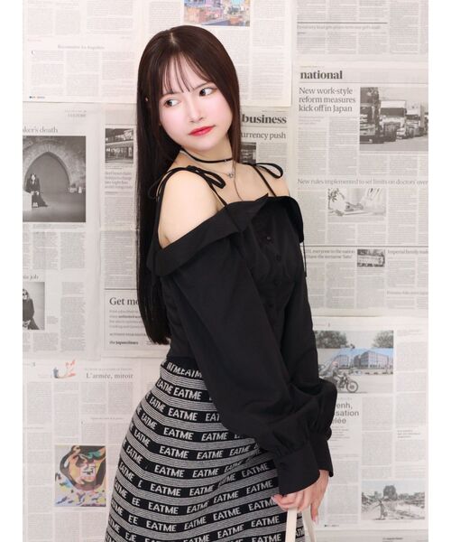 EATME（イートミー）の「リボンショルダーオフショルブラウス（シャツ/ブラウス・レディース・ブラック/アイボリー/その他1・FREE）」の12枚目の写真