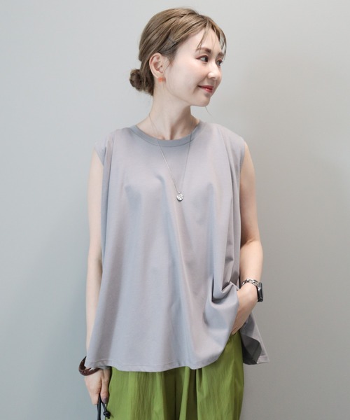 セール】接触冷感バックフレアノースリーブプルオーバー（Tシャツ