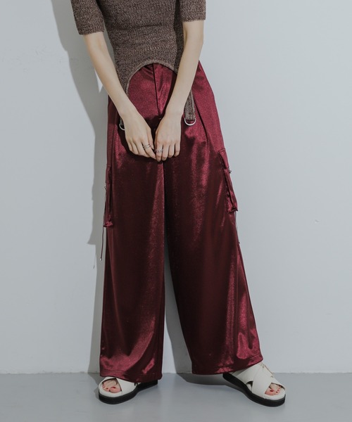 SENSE OF PLACE by URBAN RESEARCH（センスオブプレイスバイアーバンリサーチ）の「シャイニーカットカーゴパンツ（カーゴパンツ・レディース・バーガンディー/チャコールグレー/ベージュ・ONE）」の3枚目の写真