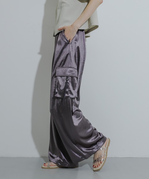 SENSE OF PLACE by URBAN RESEARCH（センスオブプレイスバイアーバンリサーチ）の「シャイニーカットカーゴパンツ（カーゴパンツ・レディース・バーガンディー/チャコールグレー/ベージュ・ONE）」の6枚目の写真