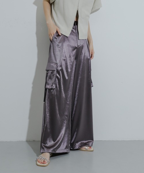 SENSE OF PLACE by URBAN RESEARCH（センスオブプレイスバイアーバンリサーチ）の「シャイニーカットカーゴパンツ（カーゴパンツ・レディース・バーガンディー/チャコールグレー/ベージュ・ONE）」の7枚目の写真