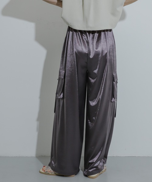 SENSE OF PLACE by URBAN RESEARCH（センスオブプレイスバイアーバンリサーチ）の「シャイニーカットカーゴパンツ（カーゴパンツ・レディース・バーガンディー/チャコールグレー/ベージュ・ONE）」の8枚目の写真