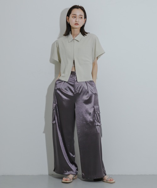 SENSE OF PLACE by URBAN RESEARCH（センスオブプレイスバイアーバンリサーチ）の「シャイニーカットカーゴパンツ（カーゴパンツ・レディース・バーガンディー/チャコールグレー/ベージュ・ONE）」の9枚目の写真