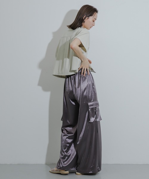 SENSE OF PLACE by URBAN RESEARCH（センスオブプレイスバイアーバンリサーチ）の「シャイニーカットカーゴパンツ（カーゴパンツ・レディース・バーガンディー/チャコールグレー/ベージュ・ONE）」の10枚目の写真