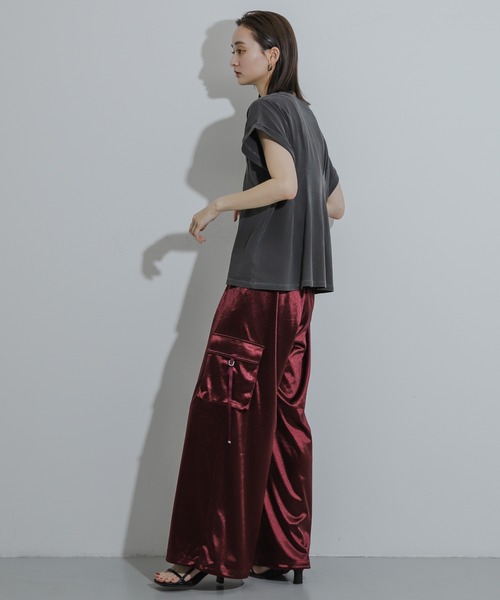 SENSE OF PLACE by URBAN RESEARCH（センスオブプレイスバイアーバンリサーチ）の「シャイニーカットカーゴパンツ（カーゴパンツ・レディース・バーガンディー/チャコールグレー/ベージュ・ONE）」の15枚目の写真