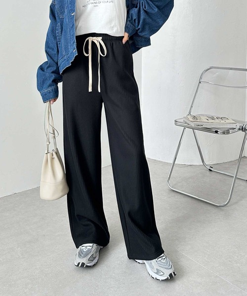 セール】ふわふわあったか！裏起毛リブワイドパンツ（その他パンツ