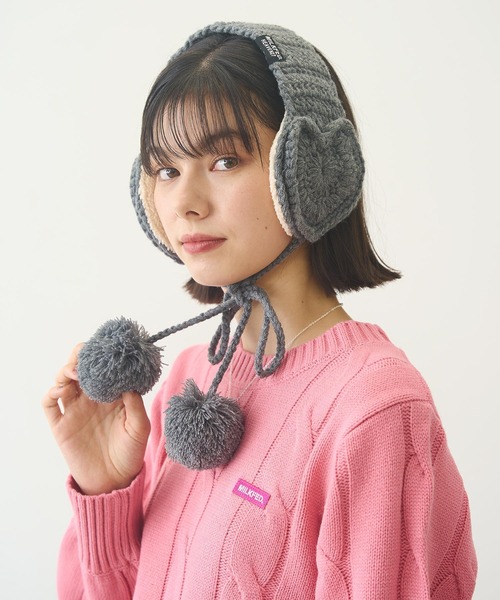 MILKFED.（ミルクフェド）の「HEART KNIT EARMUFFS（イヤーマフ・レディース・オフホワイト/アッシュ/ブラック・ONE SIZE）」の12枚目の写真